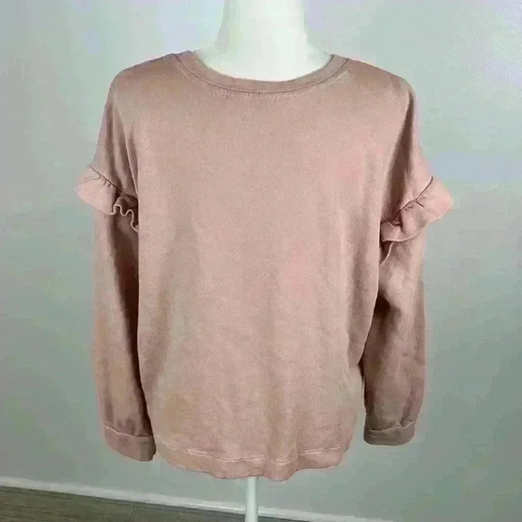Loft Light Pink Ruffle Sleeve Long Sleeve Top Size L - Picture 4 of 8